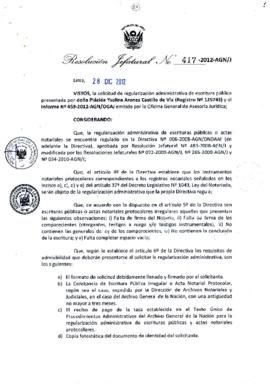 Resolución Jefatural N° 417-2012-AGN/J