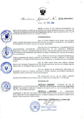 Resolución Jefatural N° 058-2006-AGN/J