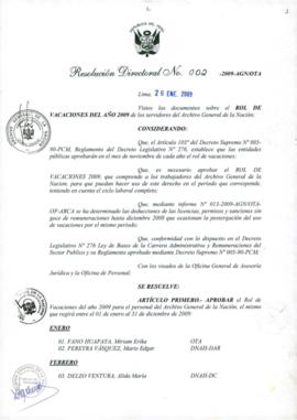 Resolución Directoral N° 002-2009-AGN/OTA