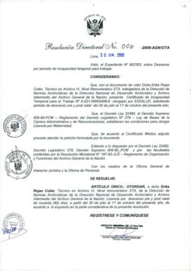 Resolución Directoral N° 006-2009-AGN/OTA