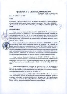 Resolución de la Oficina de Administración N° 007-2020-AGN/SG-OA