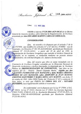 Resolución Jefatural N° 144-2004-AGN/J