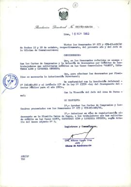 Resolución Directoral N° 97-83-AGN/OA