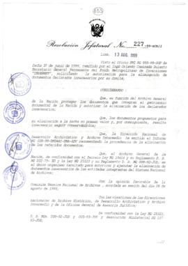 Resolución Jefatural N° 227-1999/AGN/J