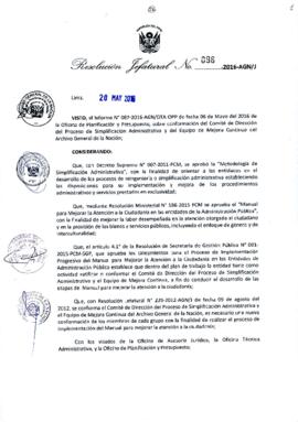 Resolución Jefatural N° 096-2016-AGN/J