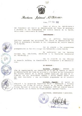 Resolución Jefatural N° 029-1992/AGN/J