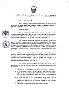 Resolución Jefatural N° 031-2014-AGN/J