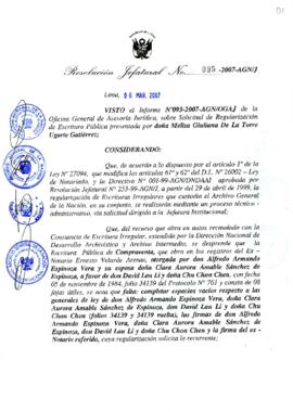 Resolución Jefatural N° 095-2007-AGN/J