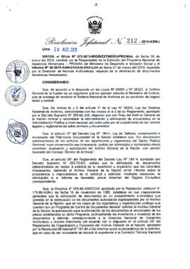 Resolución Jefatural N° 212-2015-AGN/J