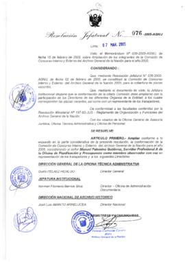 Resolución Jefatural N° 076-2005-AGN/J