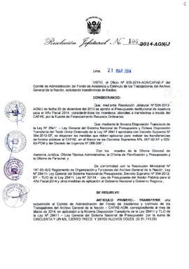 Resolución Jefatural N° 106-2014-AGN/J