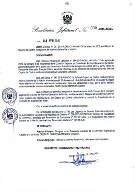 Resolución Jefatural N° 030-2016-AGN/J