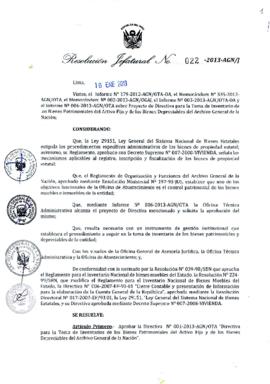 Resolución Jefatural N° 022-2013-AGN/J