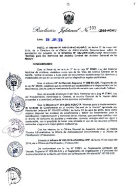 Resolución Jefatural N° 103-2016-AGN/J