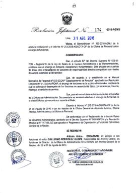 Resolución Jefatural N° 174-2016-AGN/J