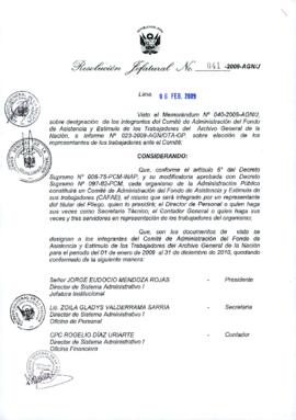 Resolución Jefatural N° 041-2009-AGN/J