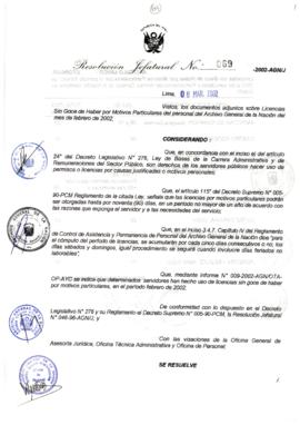 Resolución Jefatural N° 069-2002/AGN/J