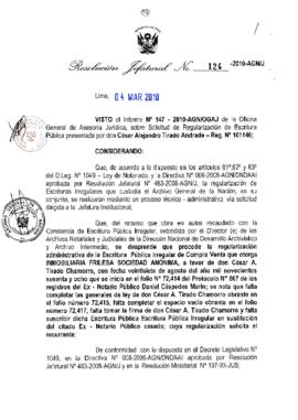 Resolución Jefatural N° 124-2010-AGN/J