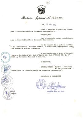 Resolución Jefatural N° 052-1992/AGN/J