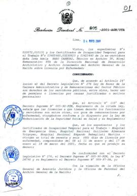 Resolución Directoral N° 005-2001-AGN/OTA
