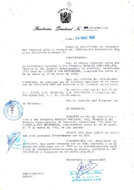 Resolución Directoral N° 012-92-AGN/DIGA