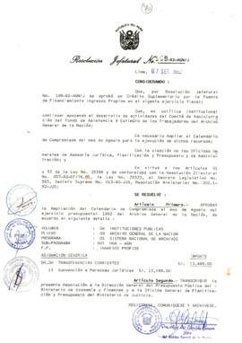 Resolución Jefatural N° 169-1992/AGN/J