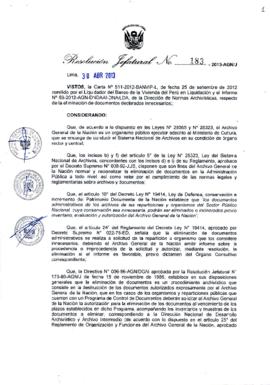 Resolución Jefatural N° 183-2013-AGN/J