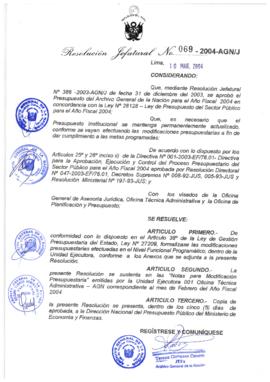 Resolución Jefatural N° 069-2004-AGN/J