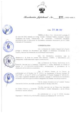 Resolución Jefatural N° 176-2002/AGN/J