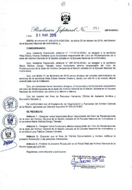 Resolución Jefatural N° 052-2019-AGN/J