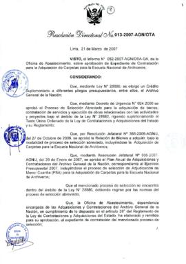 Resolución Directoral N° 013-2007-AGN/OTA