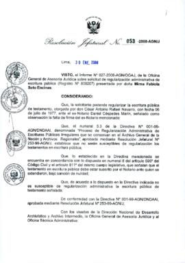 Resolución Jefatural N° 053-2008-AGN/J