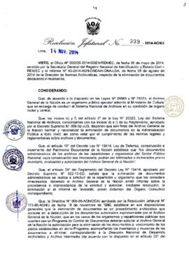 Resolución Jefatural N° 399-2014-AGN/J