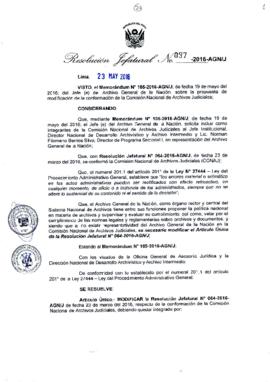 Resolución Jefatural N° 097-2016-AGN/J