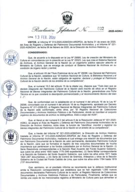 Resolución Jefatural N° 032-2020-AGN/J