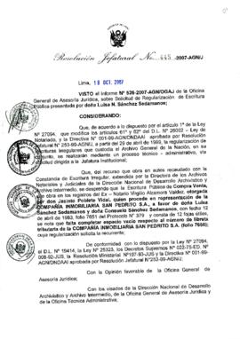 Resolución Jefatural N° 445-2007-AGN/J