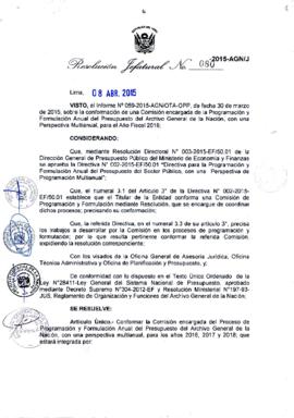 Resolución Jefatural N° 080-2015-AGN/J
