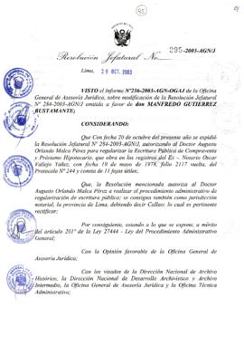 Resolución Jefatural N° 295-2003-AGN/J