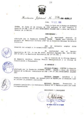 Resolución Jefatural N° 159-1996/AGN/J