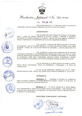 Resolución Jefatural N° 162-1999/AGN/J