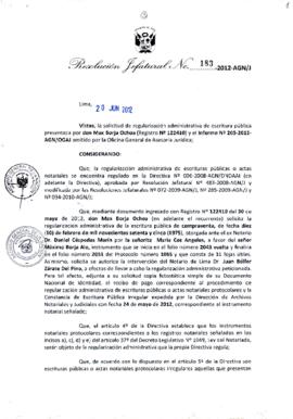 Resolución Jefatural N° 183-2012-AGN/J