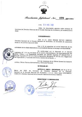 Resolución Jefatural N° 070-2002/AGN/J