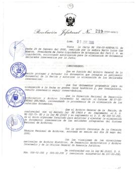 Resolución Jefatural N° 219-2000/AGN/J