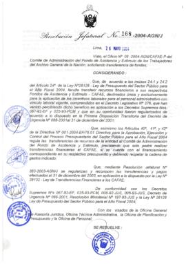 Resolución Jefatural N° 168-2004-AGN/J