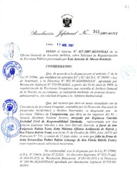 Resolución Jefatural N° 343-2007-AGN/J