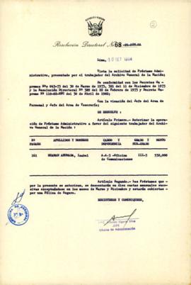 Resolución Directoral N° 68-84-AGN/OA