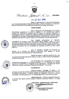 Resolución Jefatural N° 211-2016-AGN/J