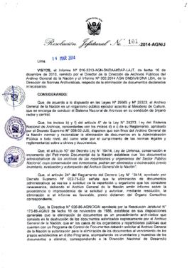 Resolución Jefatural N° 101-2014-AGN/J