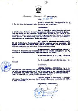 Resolución Directoral N° 58-87-AGN-OA