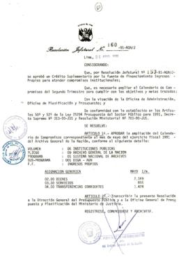 Resolución Jefatural N° 160-1991/AGN/J